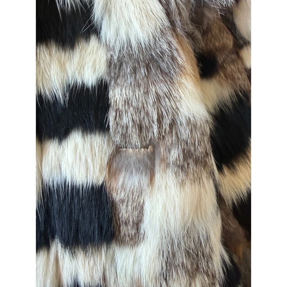 vintage 70s patchwork rabbit fur jacket mid-century Curly Top Hong Kong mob wife - Picture 7 of 11